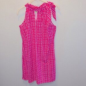 Katherine Way Pink White Dress Sleeveless Halter Bow Women’s Sz Small Medium
